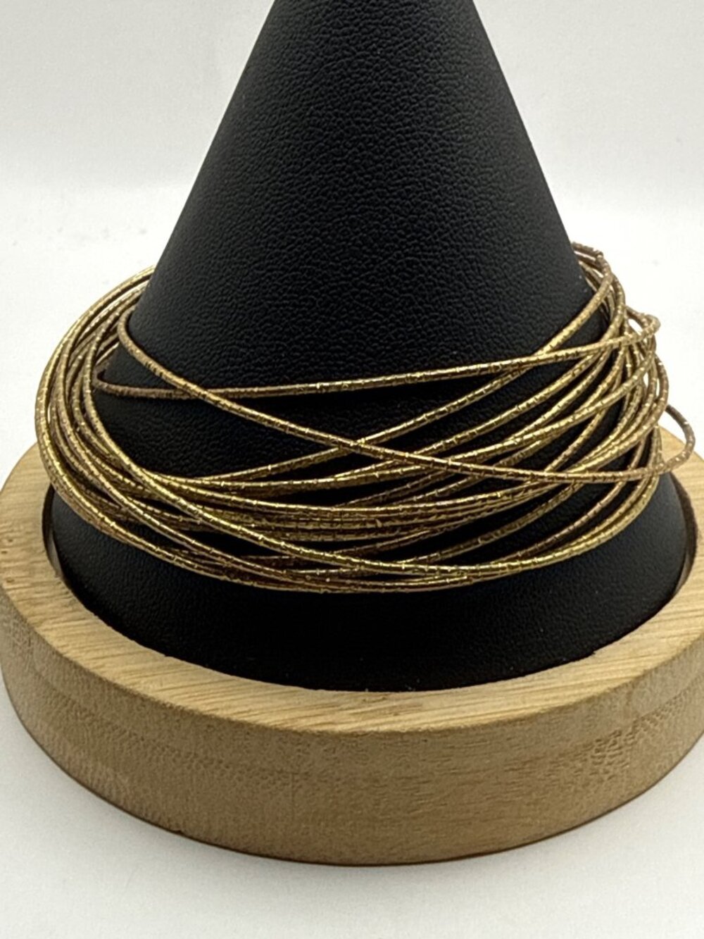 Gold Multi Strand Bangle Bracelet Textured Boho Whimsigoth Mobius